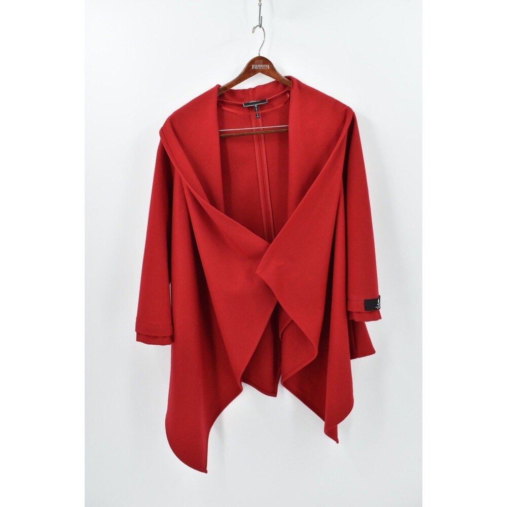Le Château Asymmetrical Wrap Coat Vibrant Red - Woolmark Blend - Size M